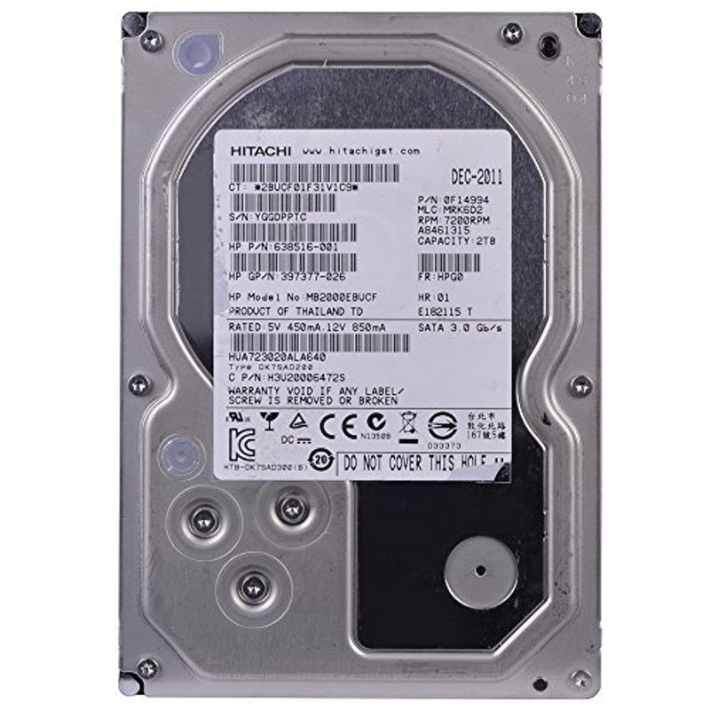 名入れ無料】 2 HUA723020ALA640 7K3000 Ultrastar HGST TB ハード