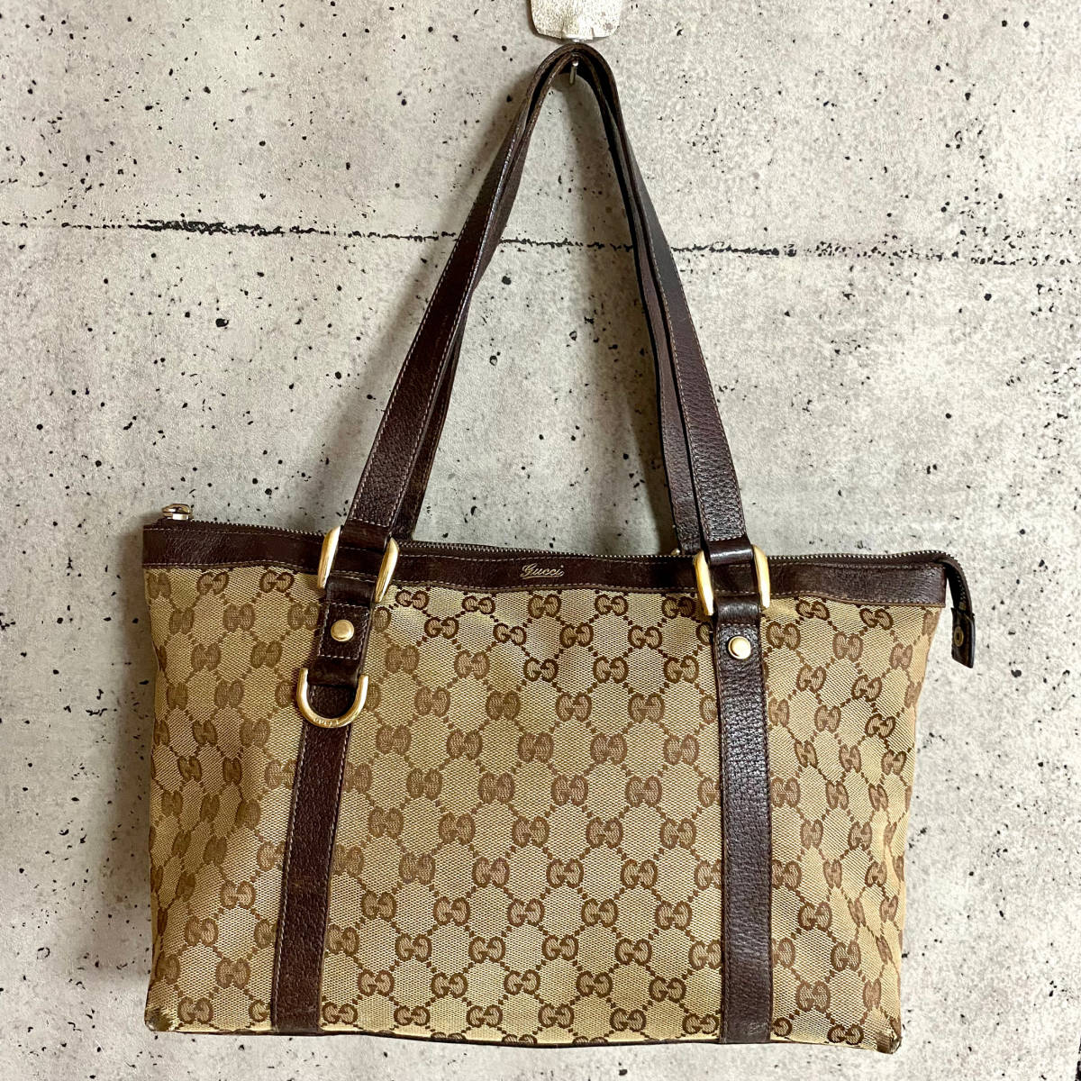 本物 GUCCI グッチ GG柄 キャンバス トートバッグ レザーバッグ