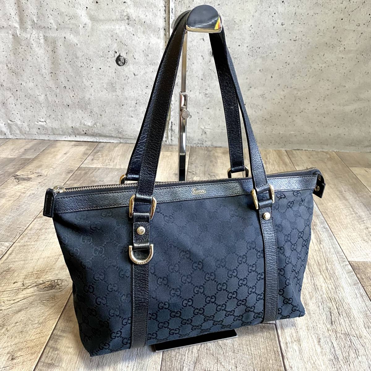 正規品☆GUCCI グッチ GG柄 キャンバス トートバッグ レザーバッグ ハンドバッグ A4 黒 本革 ショルダーバッグ レディース メンズ オールド