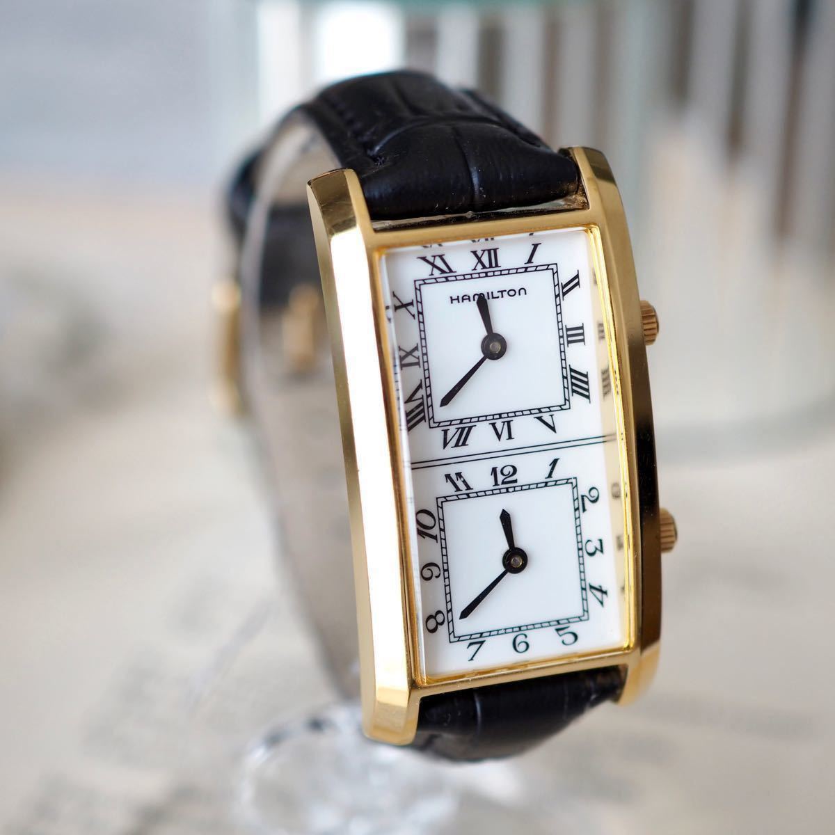 美品* Hamilton ハミルトン アメリカントラベラー 新品ベルト*メンズ