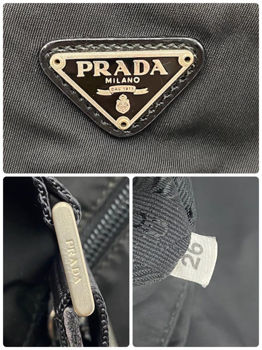極美品】PRADA プラダ ショルダーバッグ ブラック 三角ロゴプレート