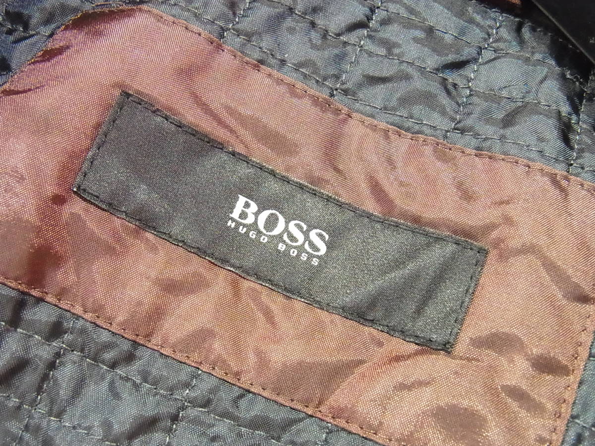 TS 高級 HUGO BOSS ヒューゴボス キルティング裏地 ナイロン ステンカラーコート 黒 サイズ46_画像6