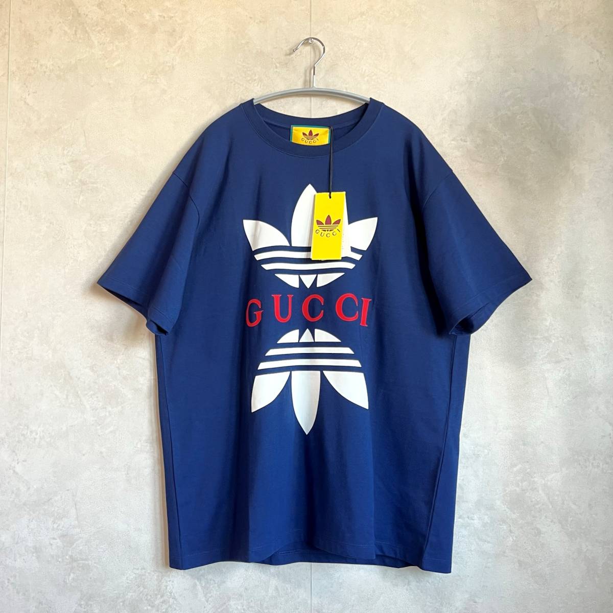 【新品未使用タグ・箱付き 国内完売商品】adidas×GUCCI コットンジャージーTシャツ アディダス グッチ 半袖 ネイビー 548334  XJEMJ 4622