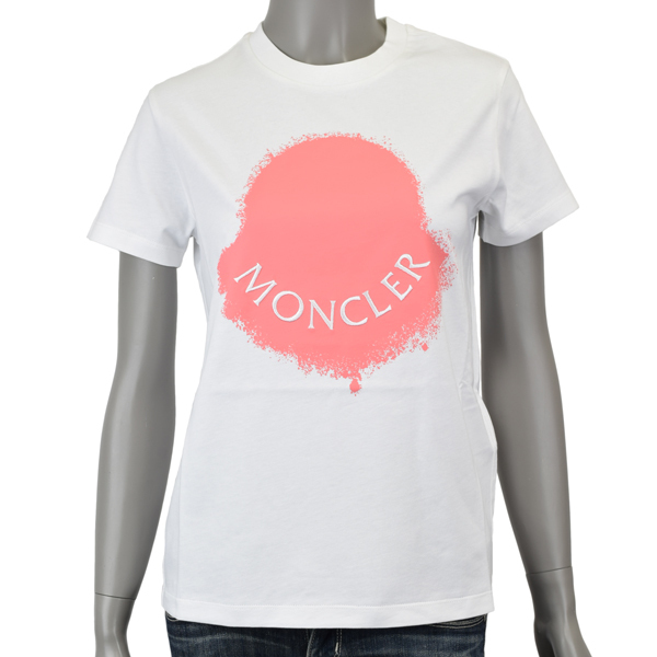 新品【Sサイズ】MONCLER モンクレール ペイント ロゴ T-SHIRT/Tシャツ/ホワイト/8C00014 829HP 001