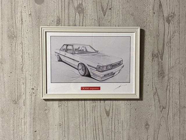  Toyota TOYOTA Cresta GX71 [ pencil sketch ] famous car old car illustration A4 size amount attaching autographed 