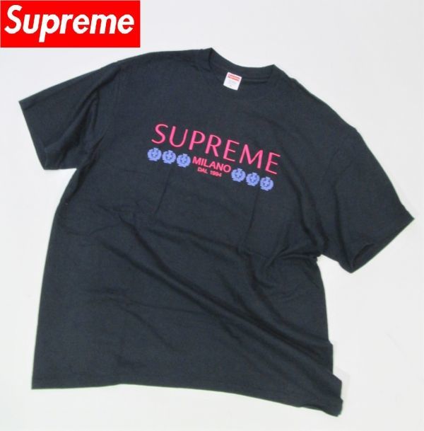 正規品 21SS SUPREME MILANO TEE シュプリーム ミラノ Ｔシャツ 半袖 T-SHIRT ロゴ LOGO ボックスロゴ パーカー ノース ネイビー XL FM-8_画像1