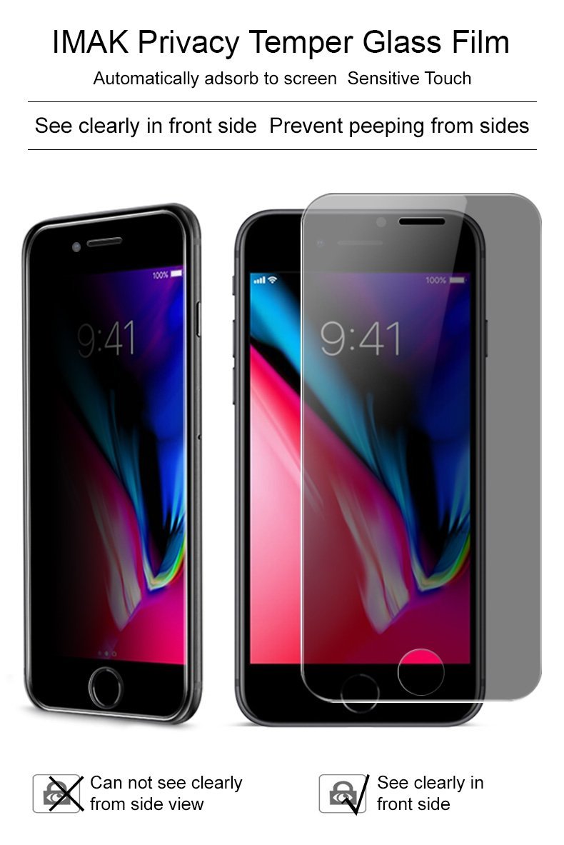 iPhone7プラス/iPhone8プラス 兼用 IMAK 9H 覗き見防止プライバシーガード強化ガラス 液晶保護フィルム_画像2