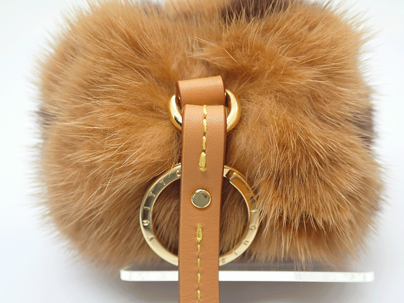 [ unused ] Vuitton biju-sak* mono gla mink M00543 mink x leather key holder charm free shipping!!