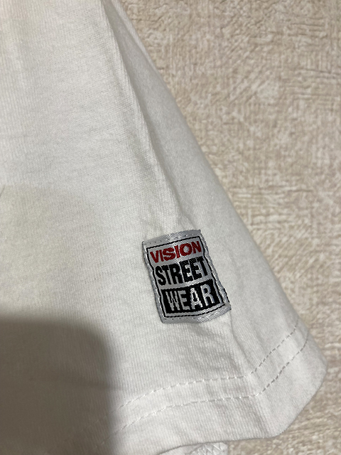 ★【VISION STREET WEAR：ヴィジョンストリートウェア】刺繍ロゴ ポケット付き 半袖Tシャツ スケボー sizeL/ホワイト_画像5