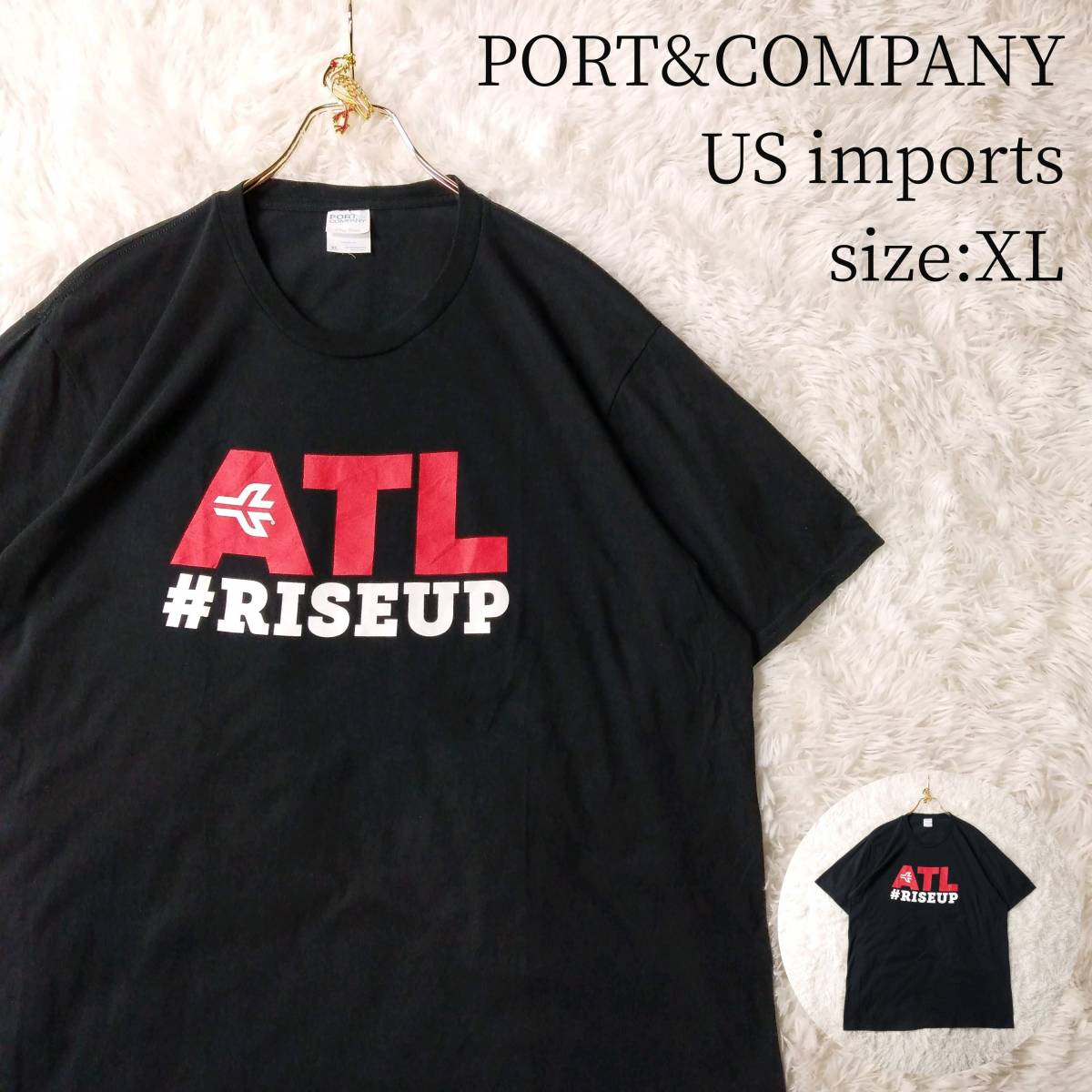 【一点物・US古着アメリカ輸入】半袖Tシャツ プリント ATL NHL アメフト XLサイズ オーバーサイズ ビッグシルエット ゆるダボ ブラック 黒_画像1