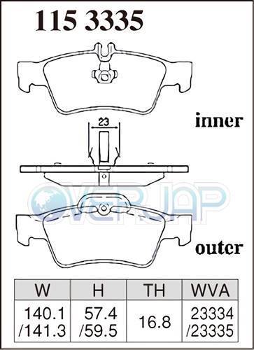 Z1153335 DIXCEL Zタイプ ブレーキパッド リヤ用 ベンツ W211(WAGON) 211256C 2005/2～2010/2 E350 Sport Package含む 車台No.～A832532_画像2