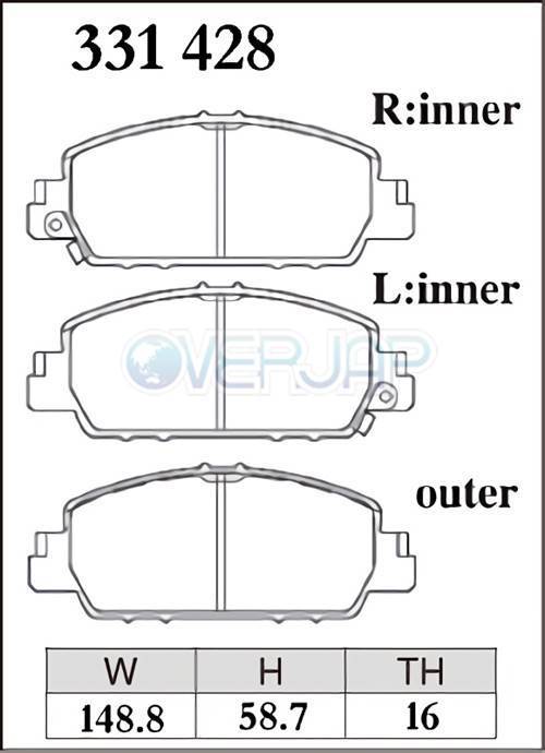 ES331428 DIXCEL ES ブレーキパッド フロント左右セット ホンダ アコードハイブリッド CR7 2016/5～ 2000+M_画像2