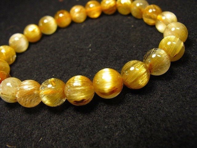 ★天然宝石★高透明満金針猫目★200Aルチルクォーツ ブレスレット8mm★_画像2