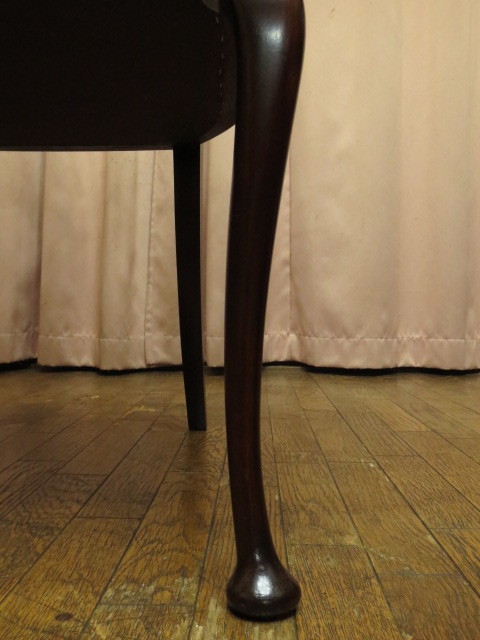 英国 イギリス アンティーク マホガニー材 クイーンアン様式 パッドフット インレイド 象嵌 サロンチェア アームチェア 椅子 西洋_画像10