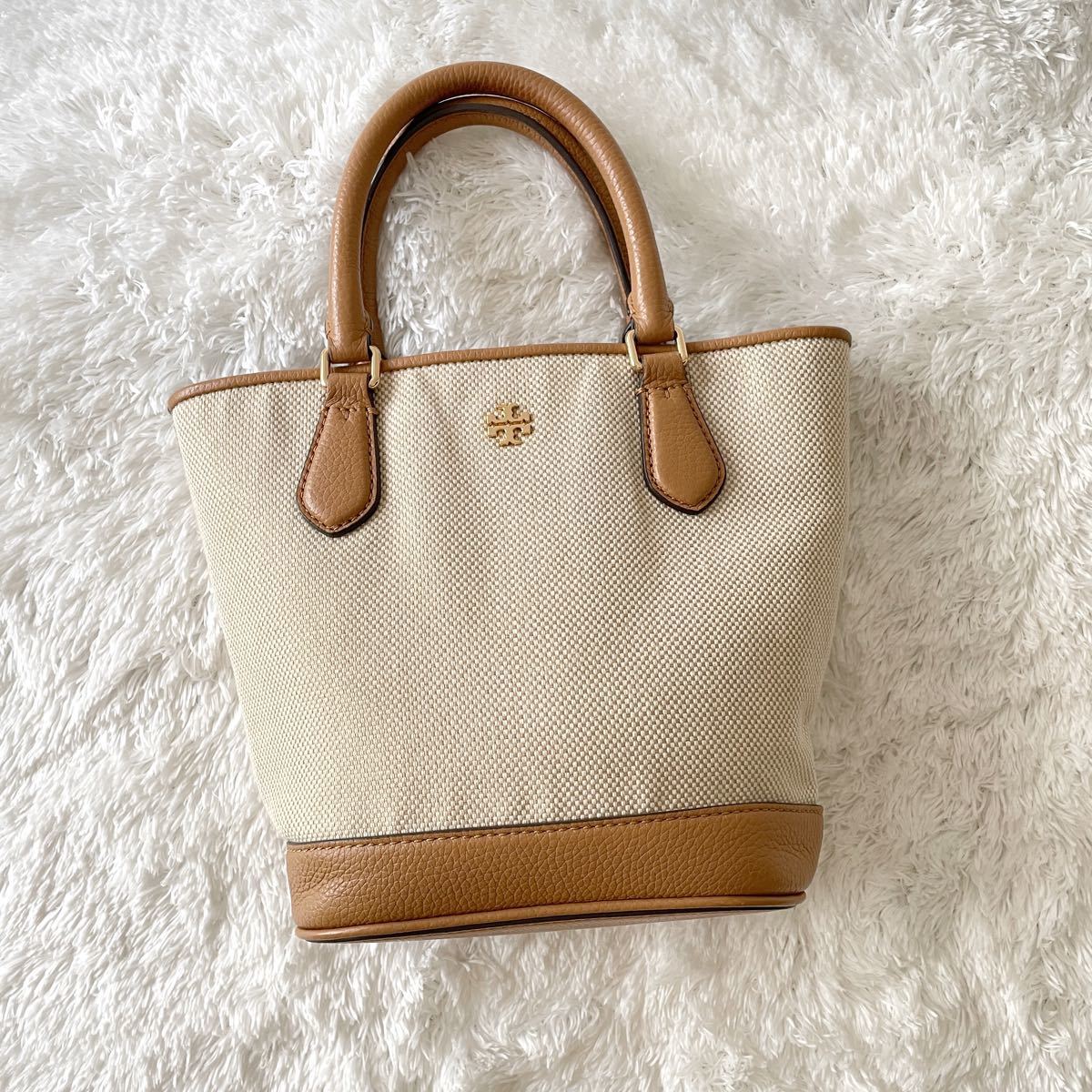 極美品】TORY BURCH ハンドバッグ キャンバス レザー カーター バケツ