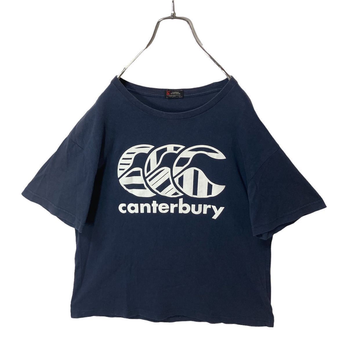 グッドデザイン！CANTERBURY OF NEWZEALANDカンタベリーオブニュージーランド でかロゴTシャツ ネイビー Lサイズ_画像9