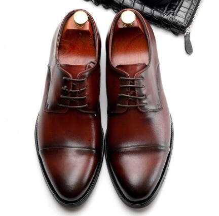 【24.5cm】QD41-22B新品メンズ 本革 ビジネスシューズ 外羽根 ドレスシューズ ストレートチップ 高級紳士靴