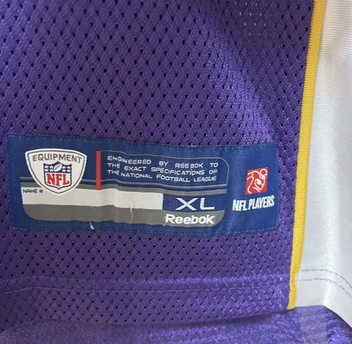 Reebok リーボック NFL ミネソタ バイキングス エイドリアンピーターソン 半袖 ゲームシャツ ユニフォーム タンクトップ XL パープル