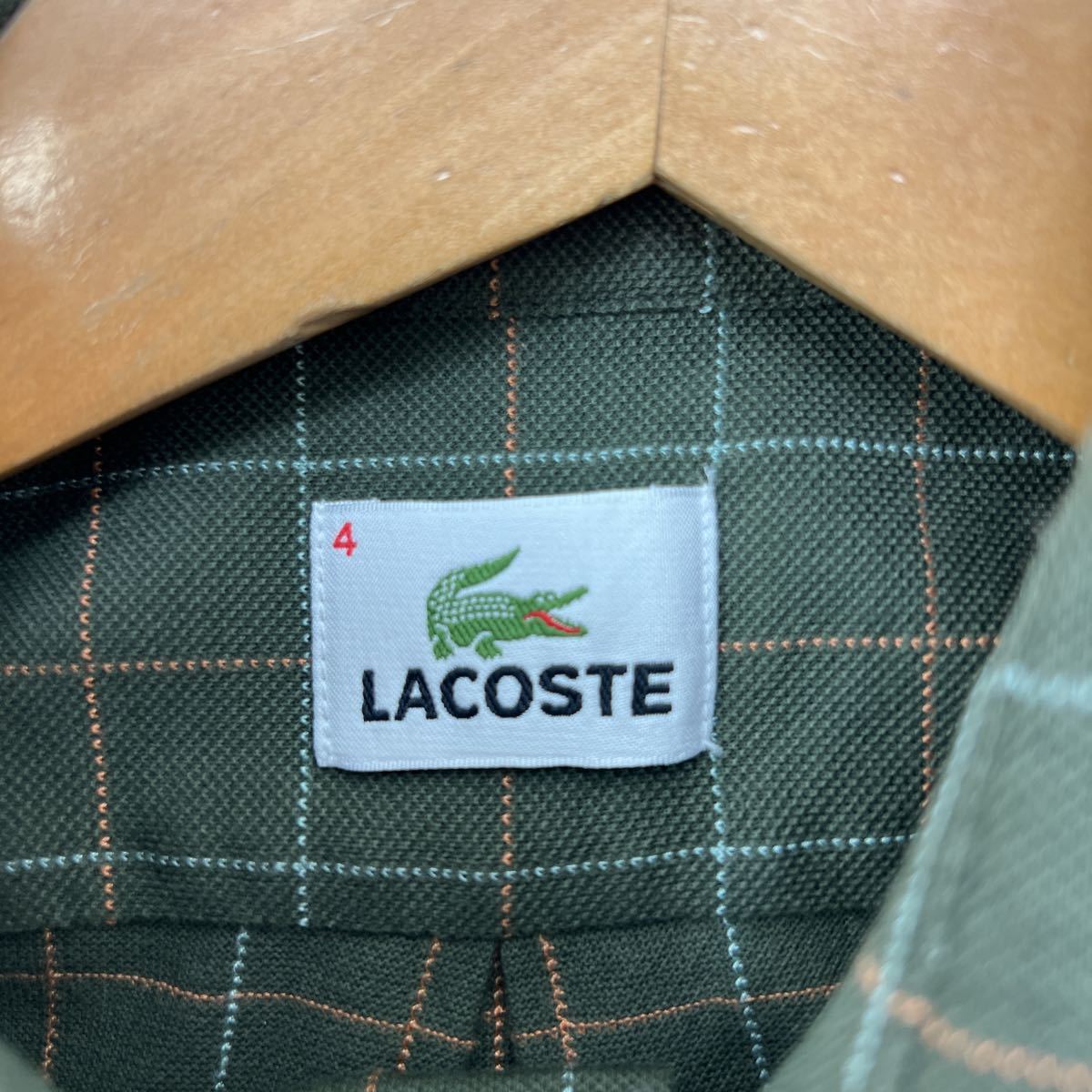 ラコステ ☆ LACOSTE 半袖シャツ ポロシャツ 緑 グリーン系 カーキ 4 古着ならではの風合い 定番 アメカジ ストリート 古着MIX■CD176_画像5