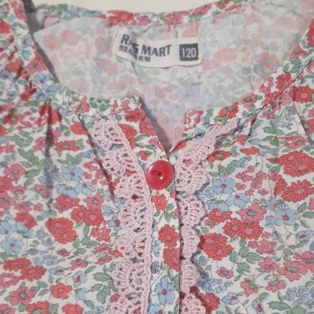 【ラグマート】半袖シャツ 120 女の子 ピンク 花柄 トップス 花柄ブラウス