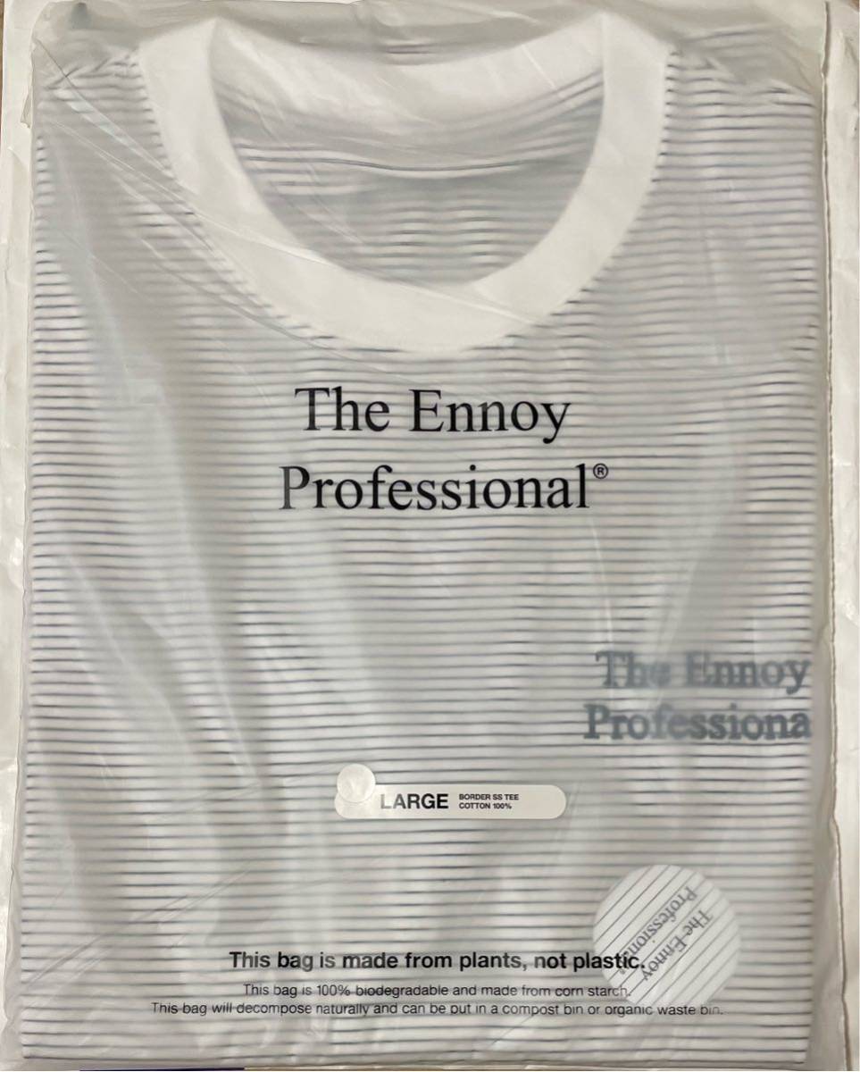 高級素材使用ブランド ennoy ボーダー Tシャツ ブラック Lサイズ Tシャツ/カットソー(半袖/袖なし)