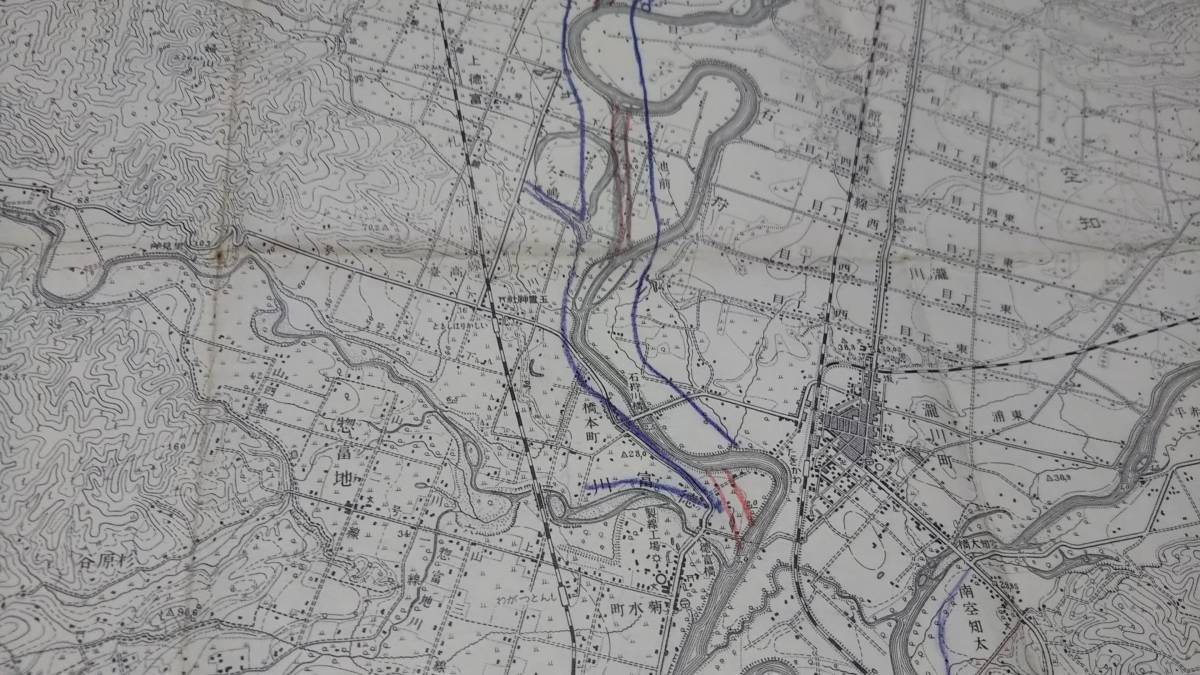 　古地図 　瀧川　北海道　地図　資料　46×57cm　書き込み　大正5年測量　　昭和33年印刷　発行　B_画像7