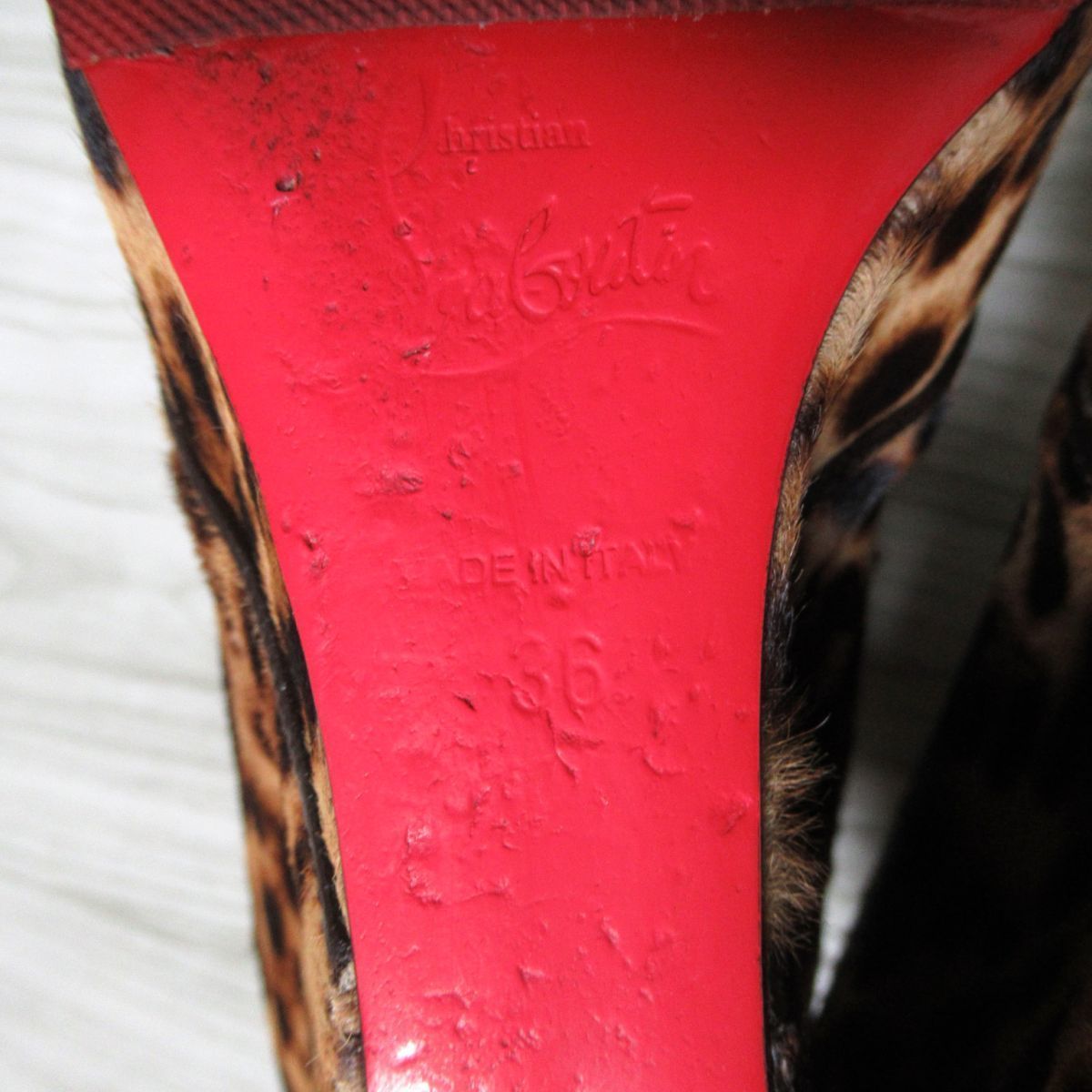 美品 Christian Louboutin クリスチャンルブタン ハラコ ヒョウ柄