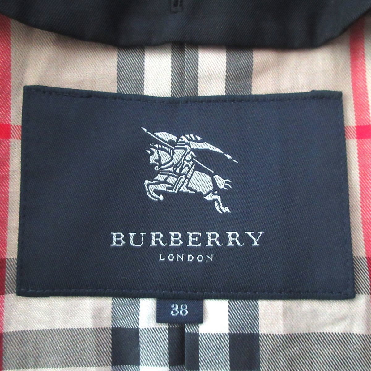 美品 BURBERRY LONDON バーバリーロンドン ウールライナー付 裏地ノバチェック トレンチコート サイズ38 濃紺 ネイビー C0104_画像9