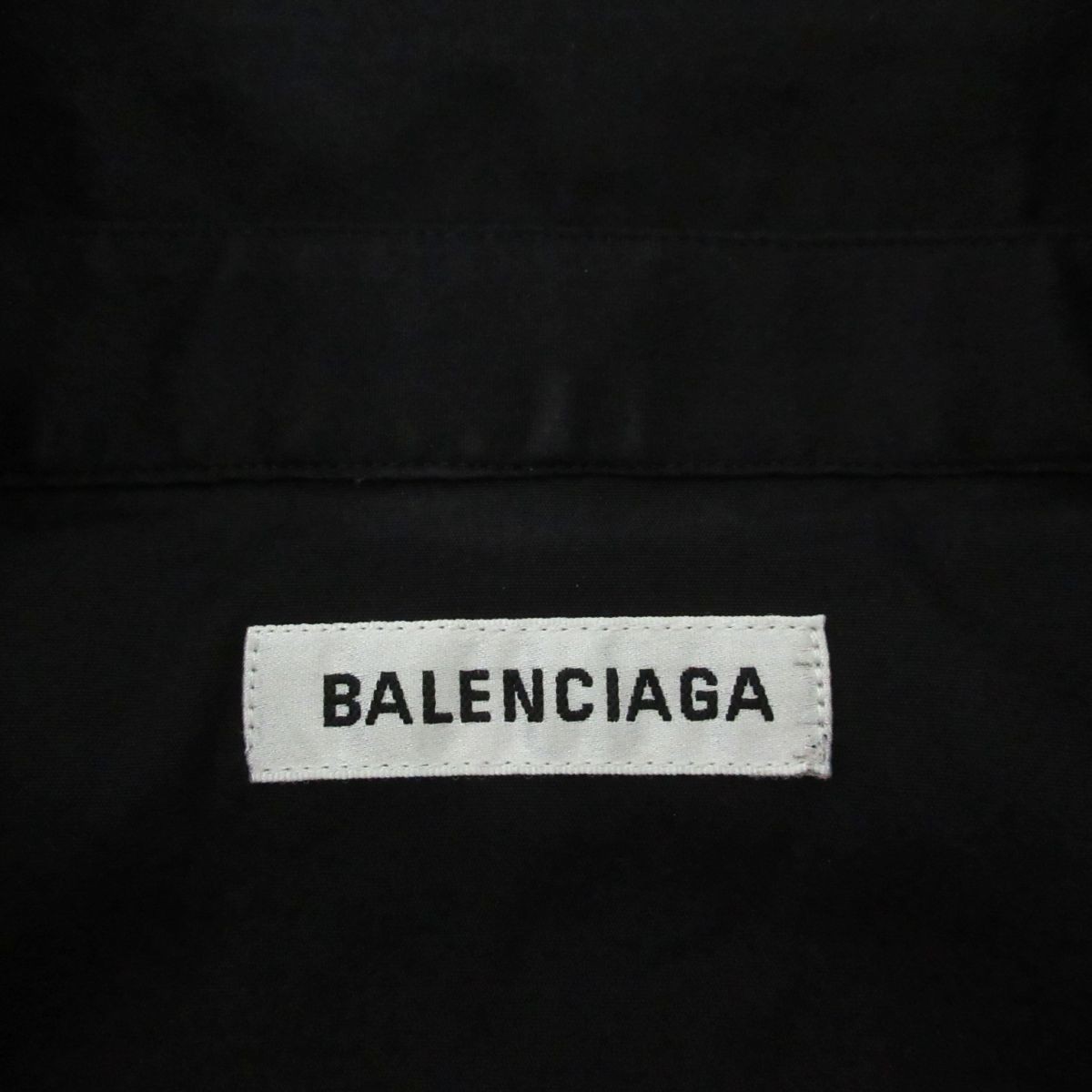 美品 BALENCIAGA バレンシアガ ロゴ刺繍 胸ポケット 七分袖 ラウンド