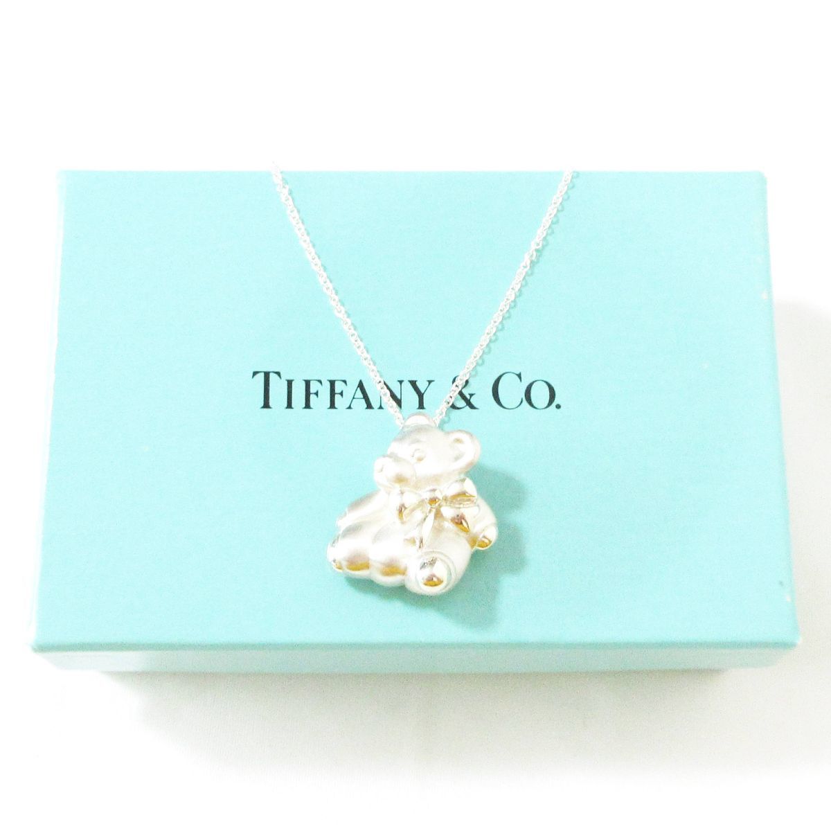 美品 Tiffany&Co ティファニー 925SV テディベア ネックレス ペンダント アクセサリー シルバー_画像1