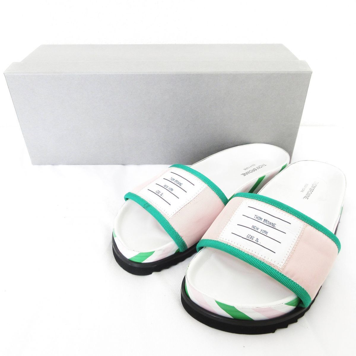 美品 THOM BROWNE トムブラウン ラバー トリコロールストライプ