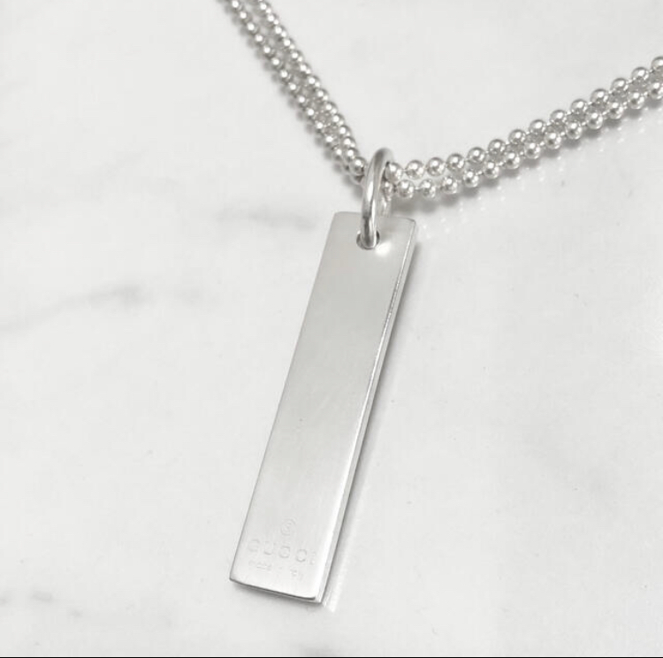 グッチ ネックレス ダブル ボール チェーン プレート 925 シルバー 5
