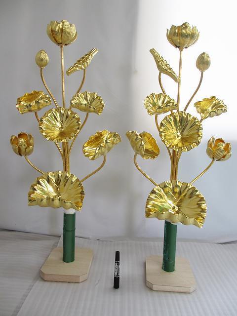 【特別販売品】木製木花（常花）9本立て①　一対　花立なし(水上高さ約70cm)長期在庫品の為、特価セール　木製高級仏具「商品番号7629」