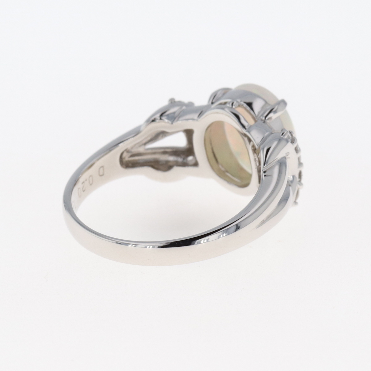 オパール デザインリング プラチナ 指輪 メレダイヤ リング 約12号