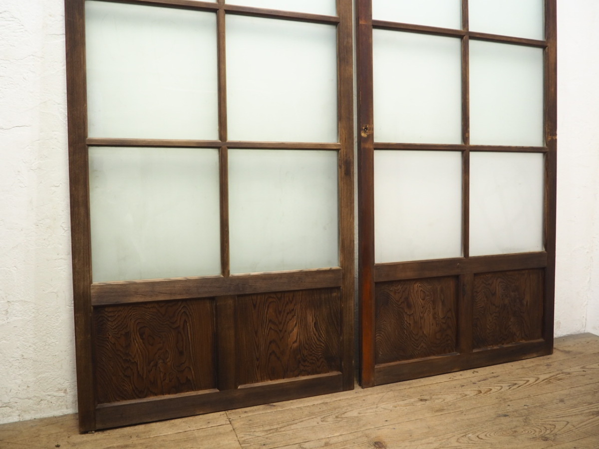 taD0931*(1)[H176,5cm×W90cm]×2 листов * ретро тест ... старый из дерева стекло дверь * двери раздвижная дверь вход дверь рама старый дом в японском стиле старый мебель античный L сосна 