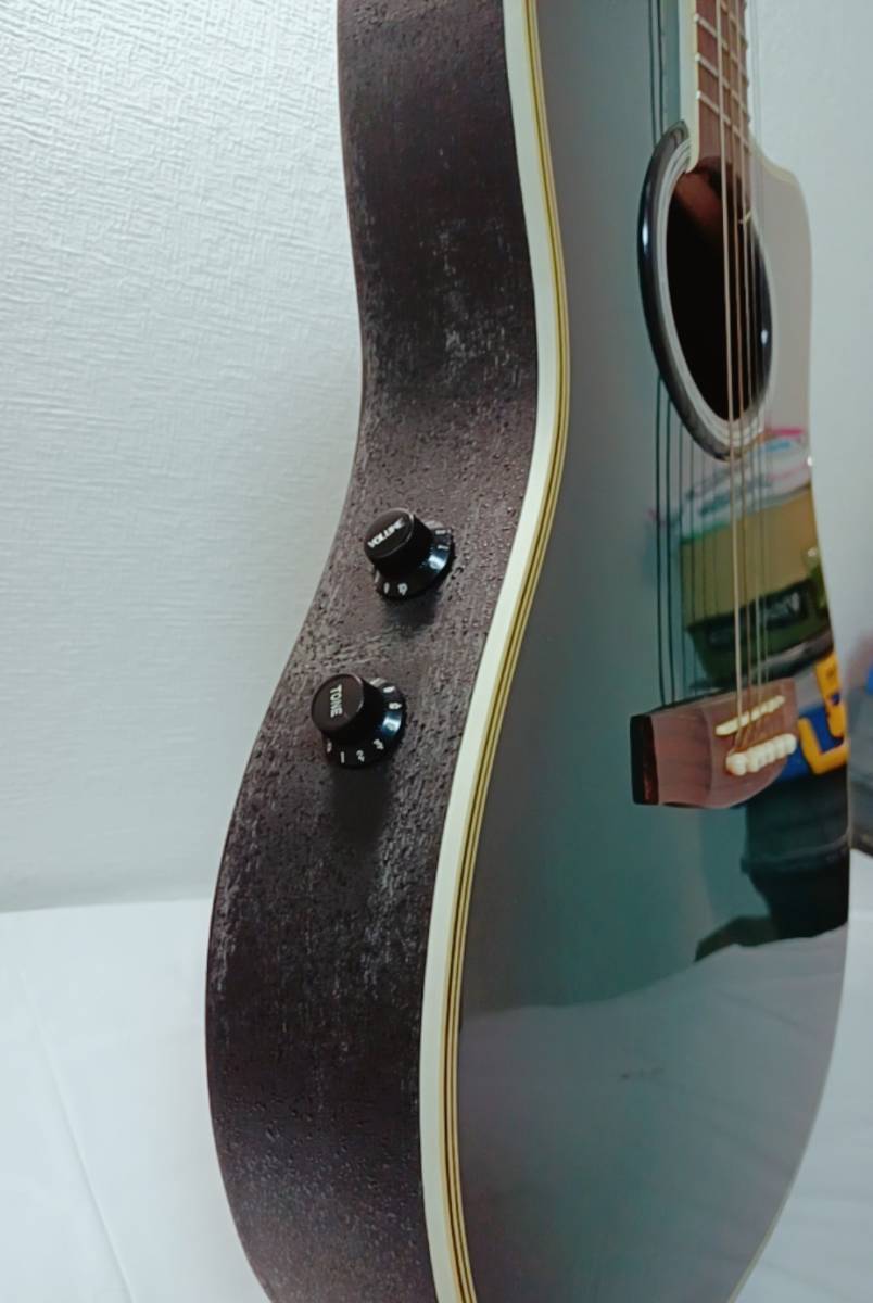 NN0808　２８０中古　エレアコギター　＜Ｂａｒｃｌａｙ＞　ハンドクラフト　SA-330　エレクトリック・アコースティックギター　グリーン系_画像3