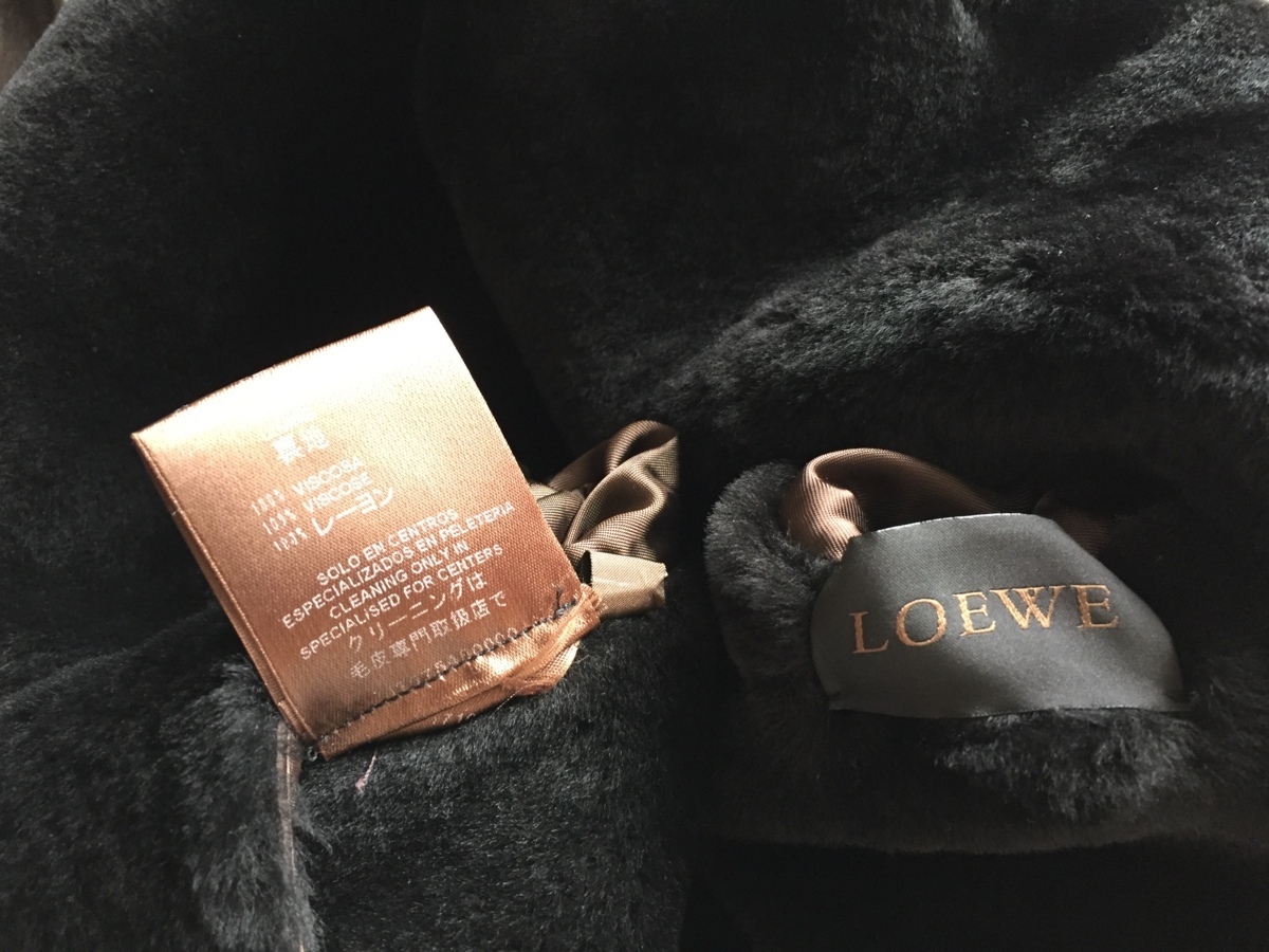即決 LOEWE ロエベ 最高峰 フォックスファー付 表革 ムートンコート