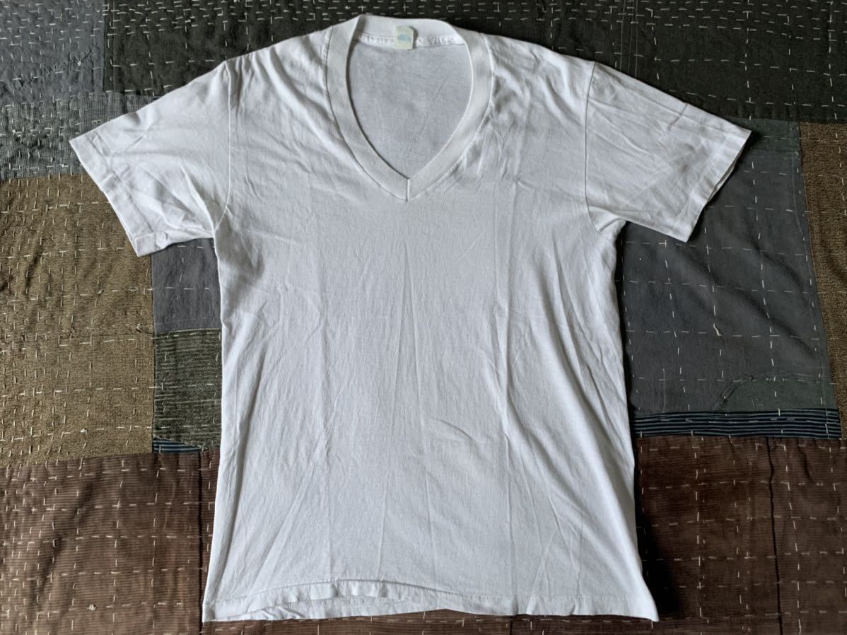 80s 90s Lee Vネック vintage Tシャツ リー ビンテージ 無地 ホワイト USA製 アメリカ製_画像2