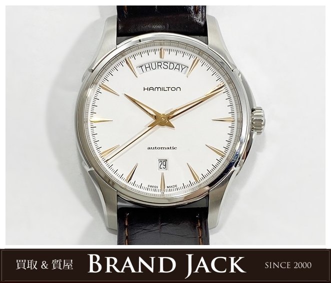◎HAMILTON ハミルトン ジャズマスター H325050 自動巻き デイデイト 白文字盤 メンズ腕時計