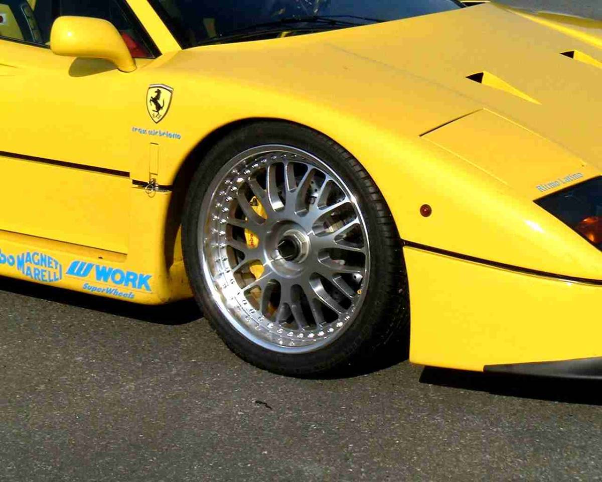 ■フェラーリ F40 19インチ アルミホイール 4本 中古 美品 フロント 8Jx19 -1 リア 13Jx19 +20 made in japan WORK Wheel ■