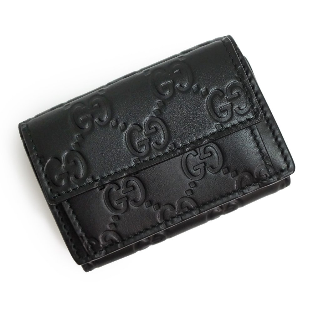 65%OFF【送料無料】 3つ折り財布 GG柄 極美品✨グッチ 黒 ロゴ入り