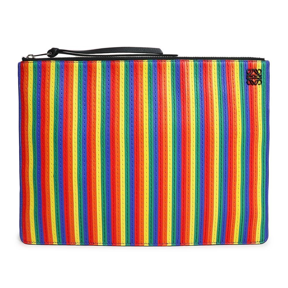 未使用 展示品)ロエベ LOEWE ラムスキン レインボーパネル フラット