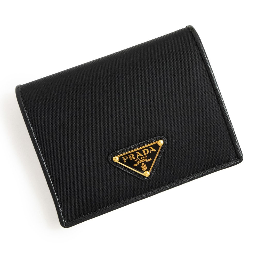 プラダ 財布 二つ折り財布 ロゴ レザー 三角プレート NERO ブラック