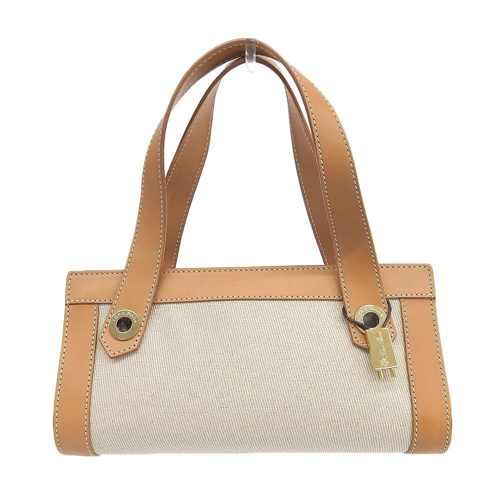 未使用 ロロピアーナ Loro piana 現行ロゴ レザー × キャンバス ロゴ