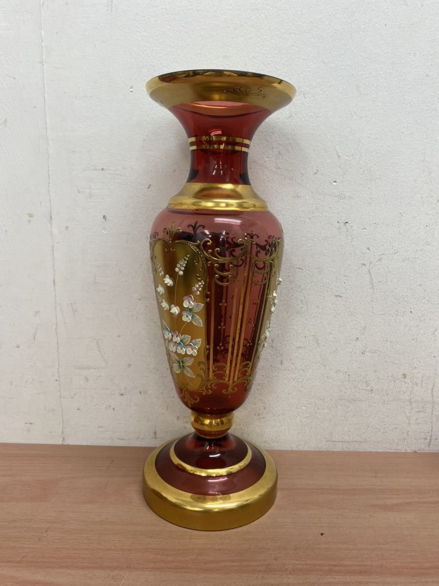 MURANO 花瓶 フラワーベース ベネチアンガラス 金彩 手作り