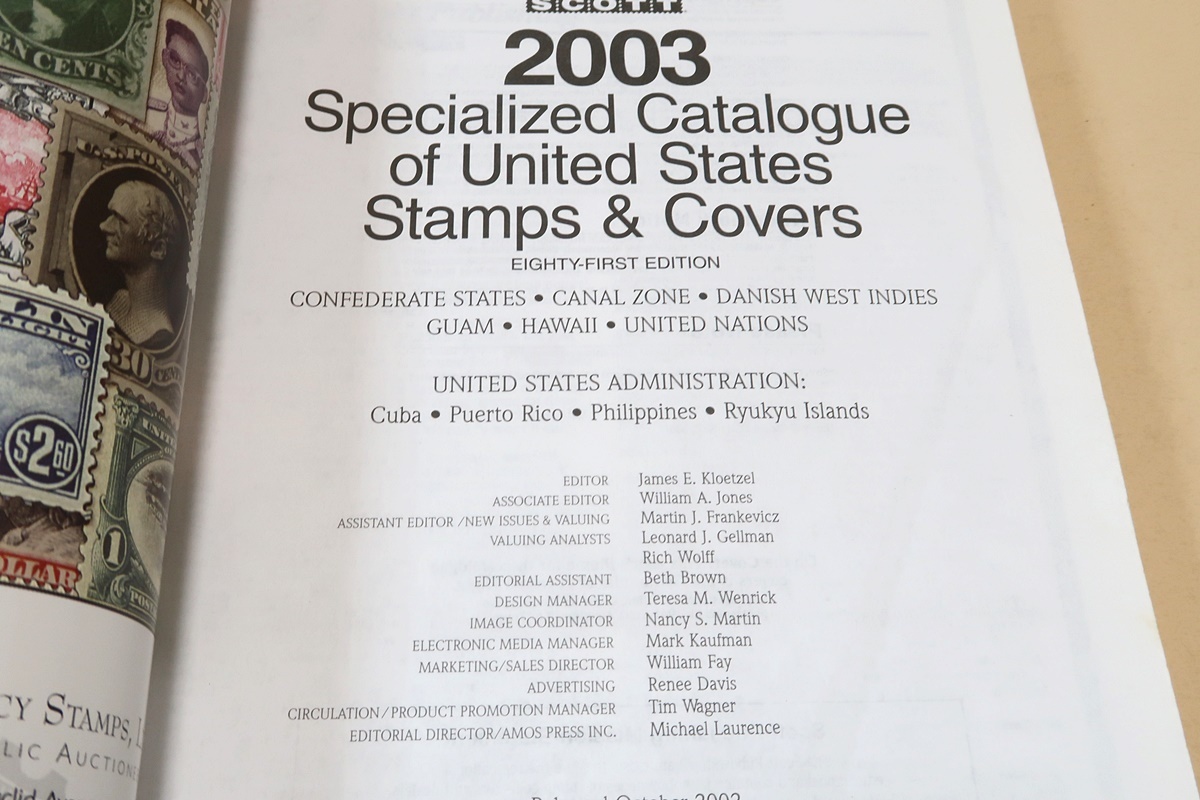 SCOTT・2003・SPECIALIZED CATALOGUE OF U.S. STAMPS&COVERS・米国の切手と使用済み封筒の専門カタログ/ジェームス・クロッツェル/英語表記_画像2