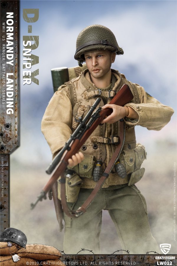 LW012 ノルマンディー上陸作戦 スナイパー 1/12スケールフィギュア Crazy Figure 1/12 WWII U.S. Rangers On D-Day Sniper