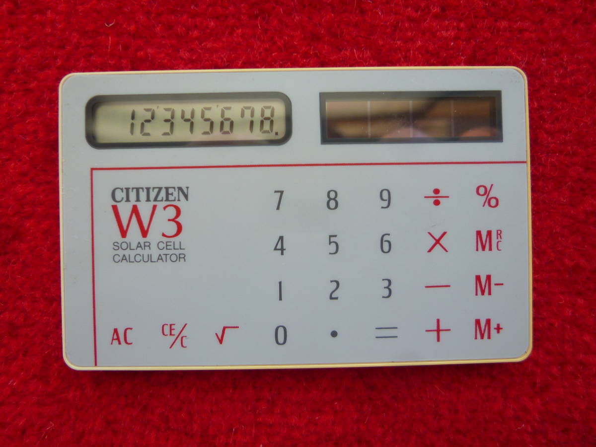  solar calculator Citizen made W3 Showa era 59 year about sale .., at that time is original . good .. did. operation verification ending unused goods transparent with cover 