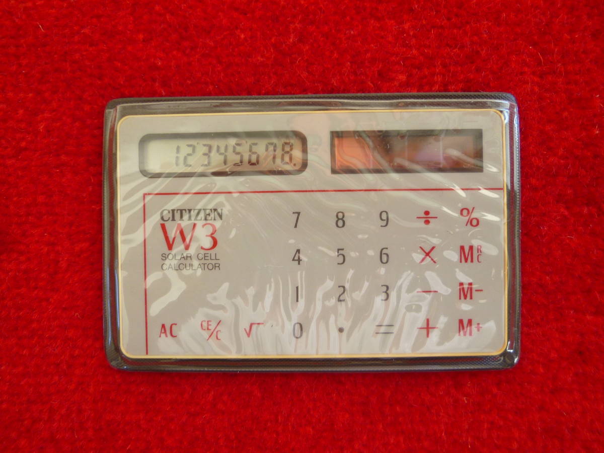  solar calculator Citizen made W3 Showa era 59 year about sale .., at that time is original . good .. did. operation verification ending unused goods transparent with cover 