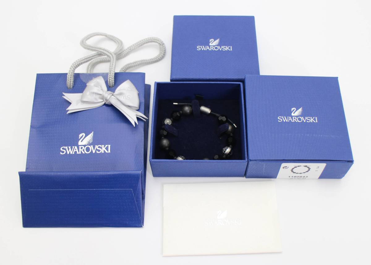 SWAROVSKI Taddeo Bracelet 1180843 ブレスレット メンズ ブラック系 木製ビーズ クリスタル メタル スワロフスキー